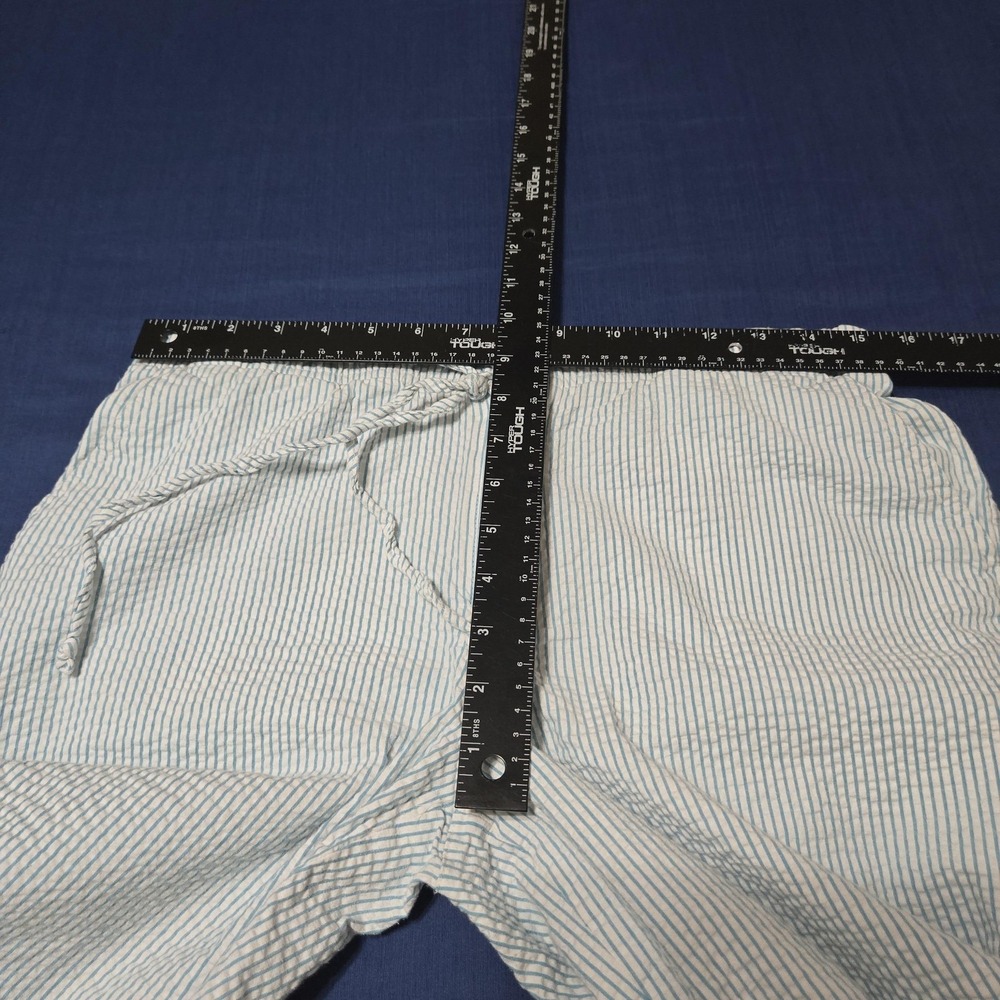Sag Harbor Pants Womens Small Blue Striped‎ Stretch Capri Elastic Waist Cotton - Picture 3 of 9